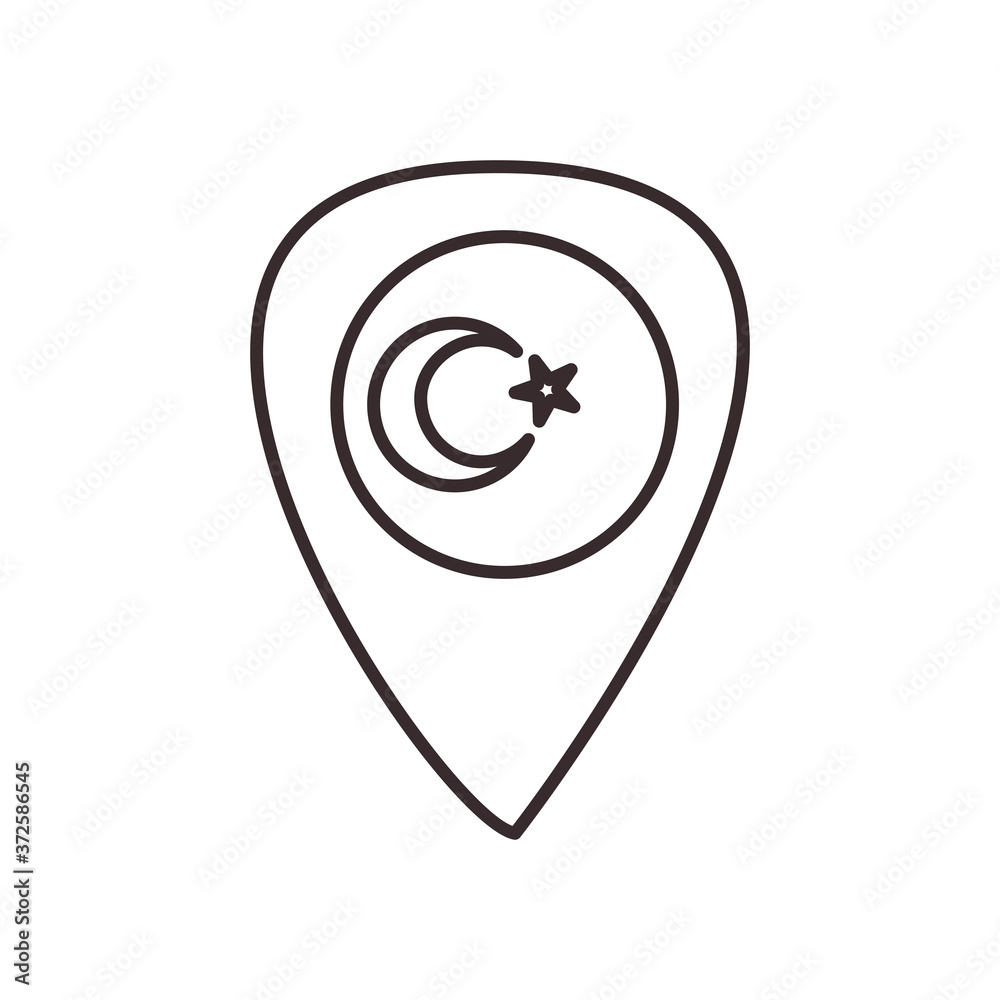 Turkish flag in gps mark shaped line style icon vector design Turkish flag in gps mark shaped line style icon vector design