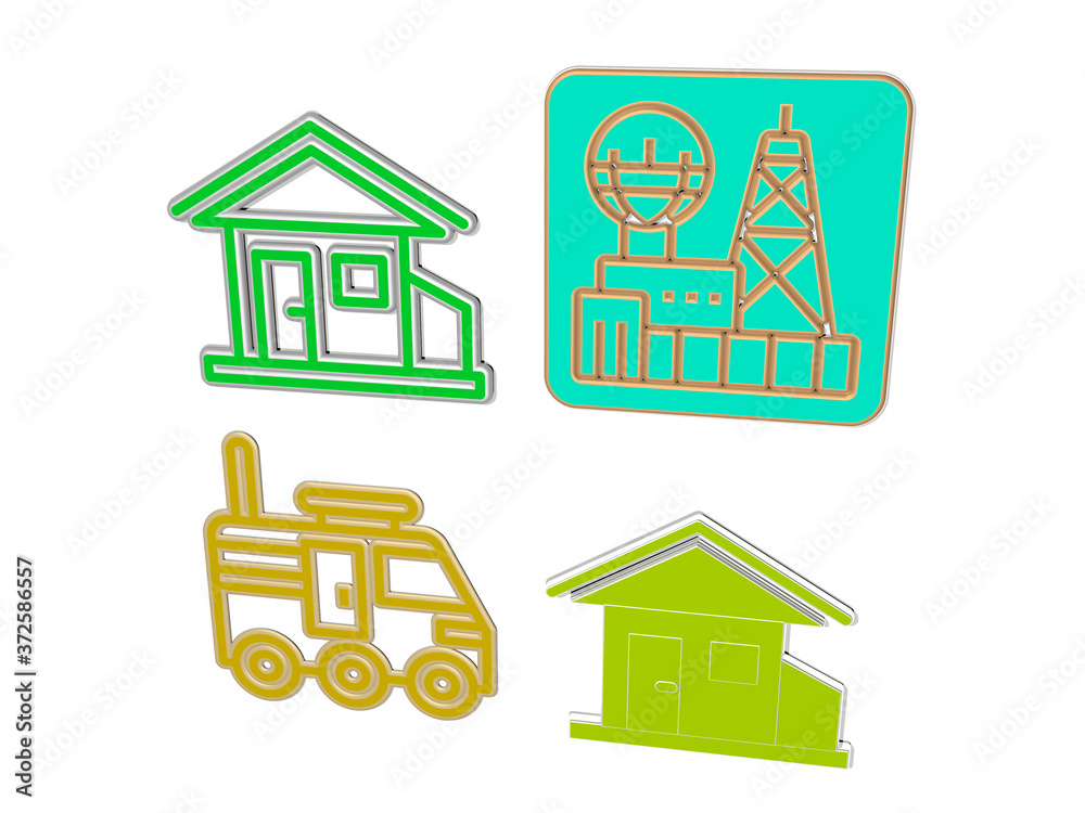 colony 4 icons set, 3D illustration for animal and background colony 4 icons set, 3D illustration for animal and background