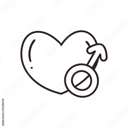 heart with male gender line style icon vector design