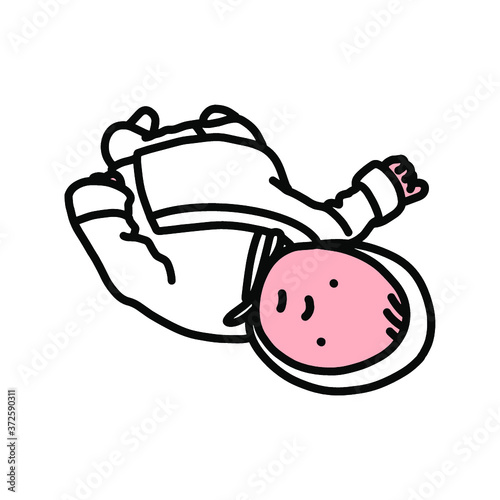 仰向けに寝転がってこっちをみている赤ちゃんのイラスト