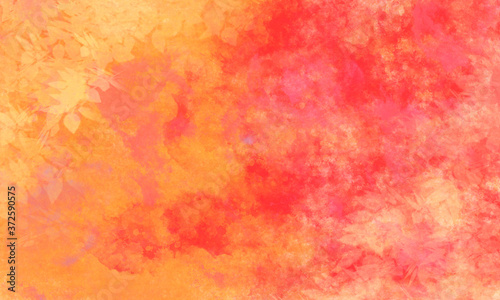 abstract background : orange red grunge style with leaves