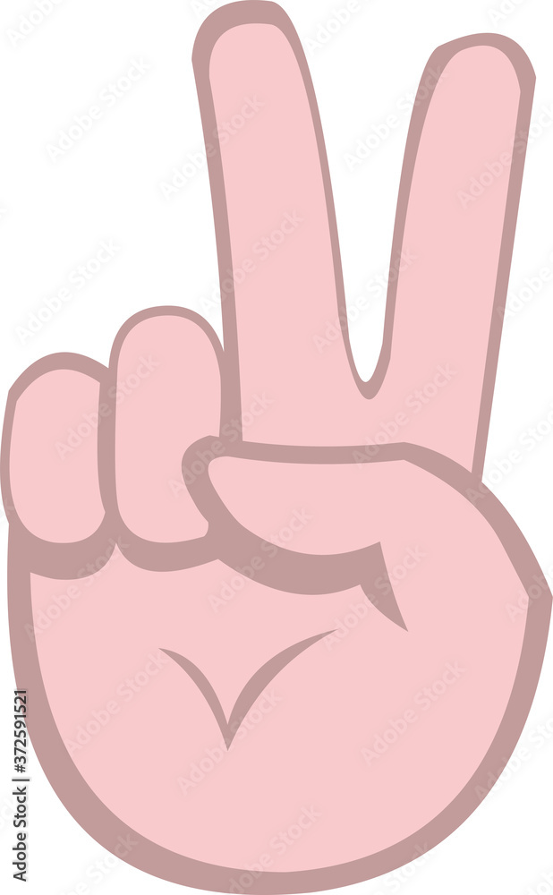 Vector emoticon illustration of a hand, making the peace sign Vector emoticon illustration of a hand, making the peace sign