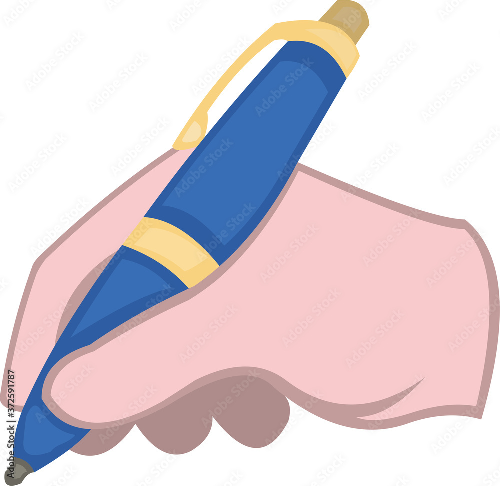 Vector emoticon illustration of a hand writing Vector emoticon illustration of a hand writing