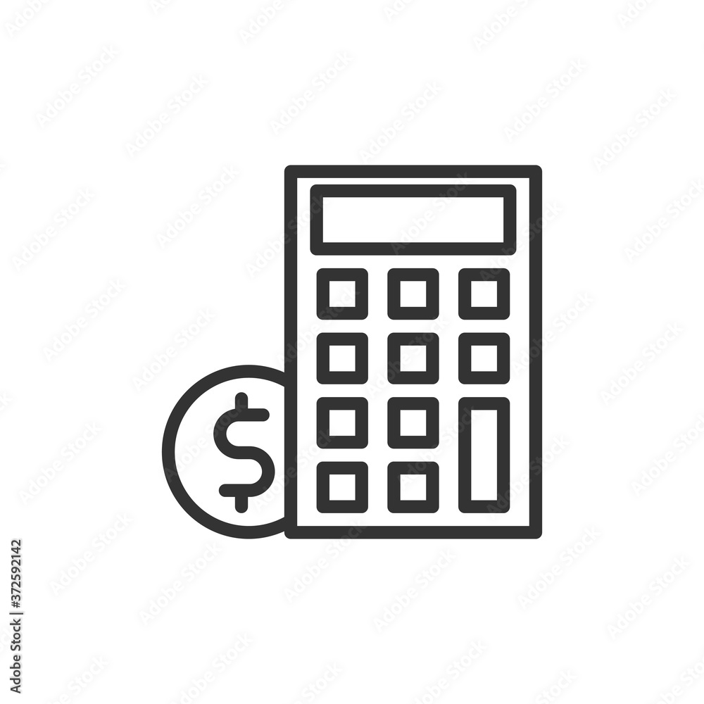business payday icon with calculator line style vector illustration business payday icon with calculator line style vector illustration