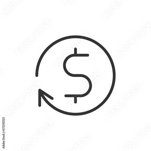 money transfer Icon symbol. currency exchange, financial investment service, cash back refund, send and receive mobile payment concept. line icon vector illustration