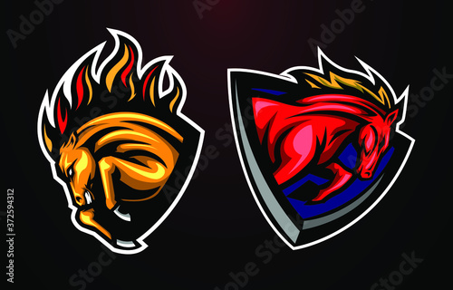 Mascot mustang horse head logo concept