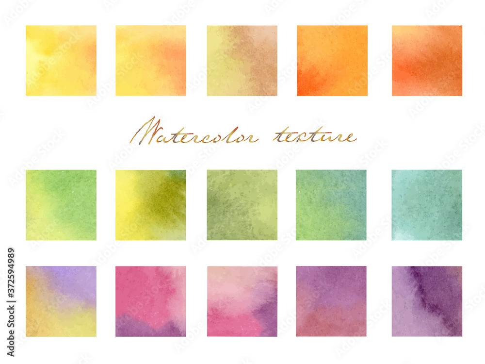 Naklejka premium 秋の水彩テクスチャーアイコンセット