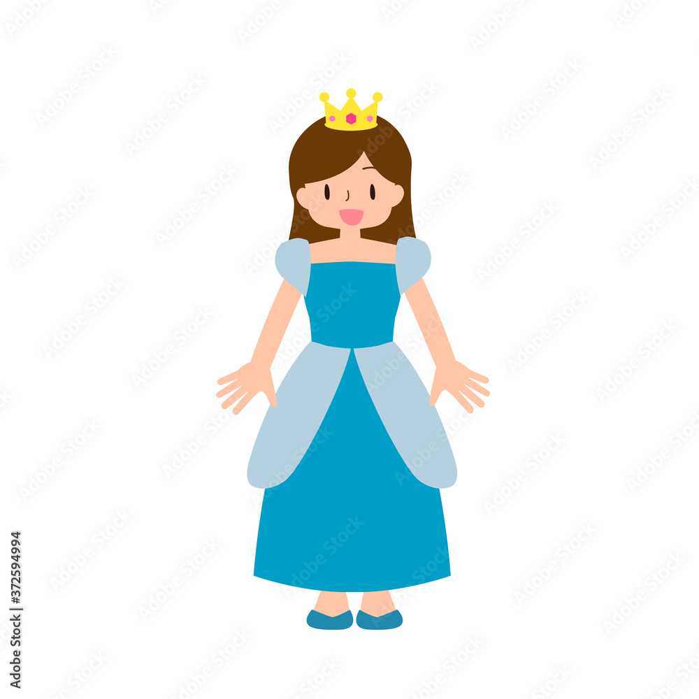 青いドレスを着たお姫様の女の子 青いドレスを着たお姫様の女の子