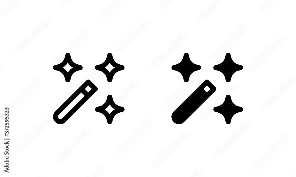 Magic wand icon. Outline and glyph style Magic wand icon. Outline and glyph style
