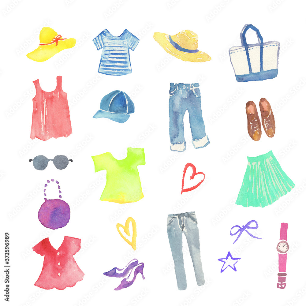水彩で描いた夏のファッションイラスト Stock Illustration Adobe Stock 水彩で描いた夏のファッションイラスト Stock Illustration Adobe Stock