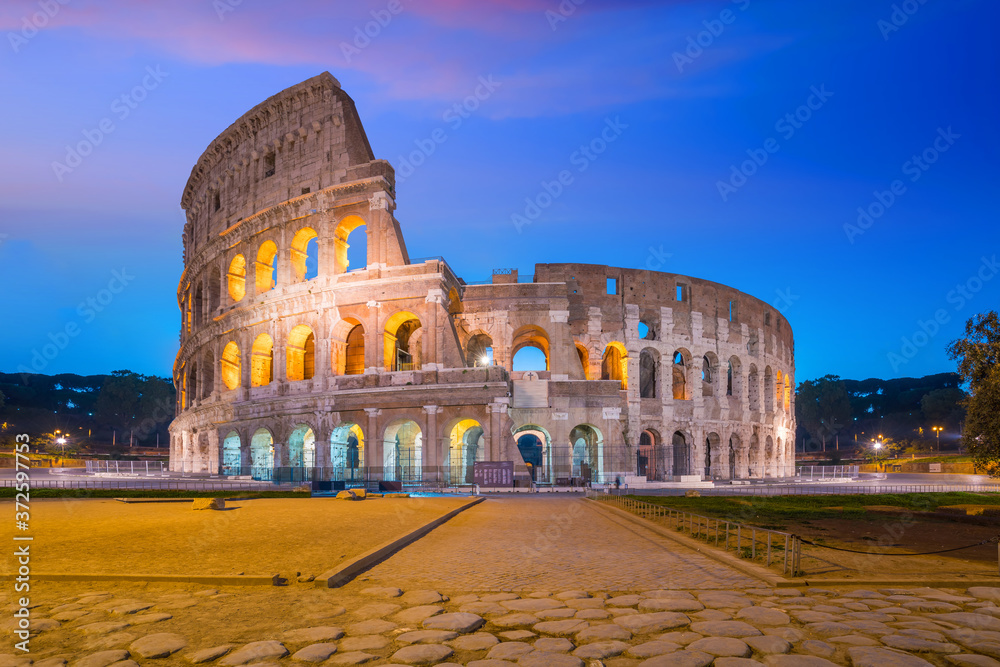 View of Colosseum in Rome at twilight