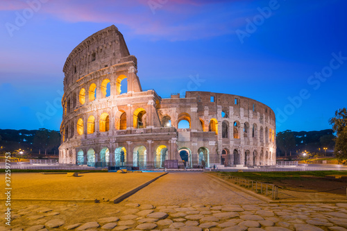 View of Colosseum in Rome at twilight