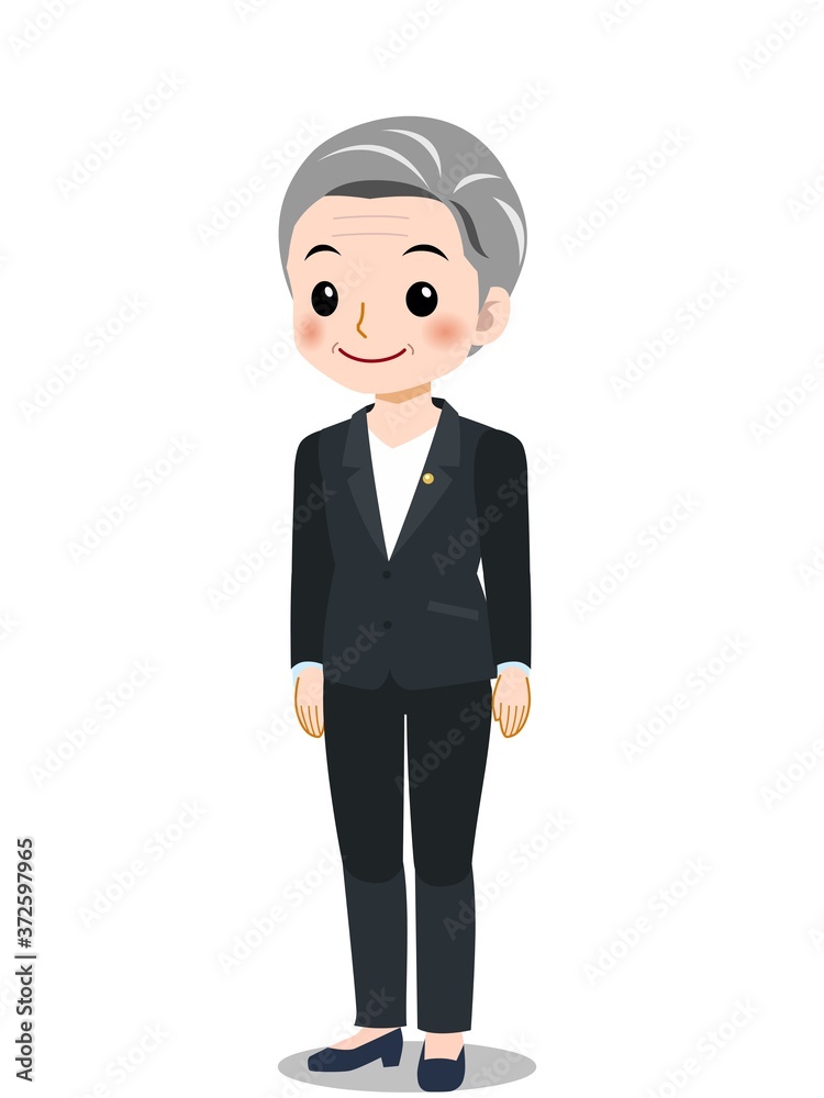 スーツを着た白髪の女性 スーツを着た白髪の女性