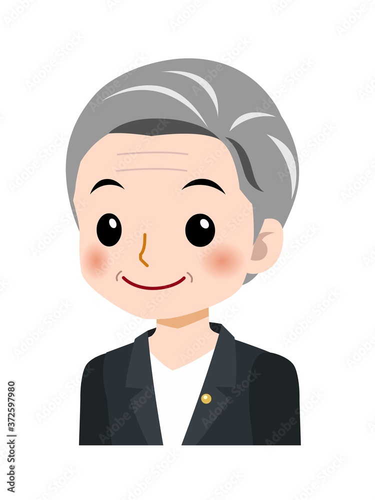 スーツを着た白髪の女性