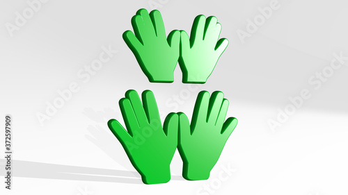 HANDS 3D icon casting shadow, 3D illustration for background and concept