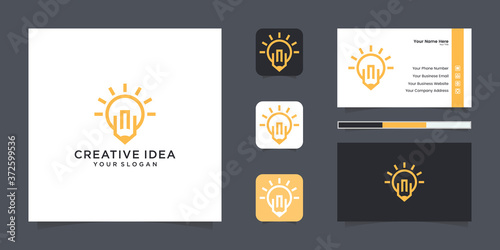 Light bulb and pencil logo and business card