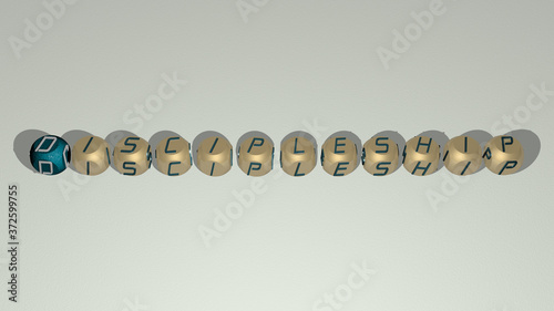 Fotografie discipleship text by cubic dice letters, 3D illustration