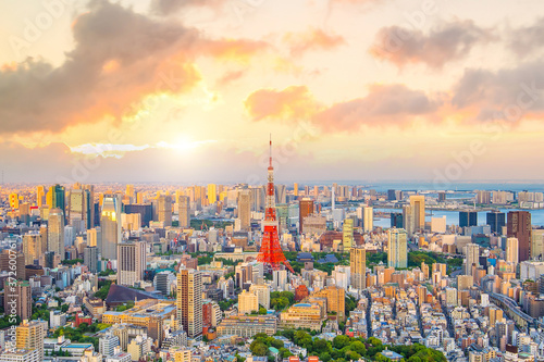 Canvas Print Tokyo skyline  with Tokyo Tower in Japan
