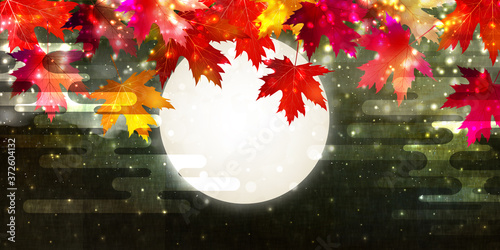 紅葉　もみじ　月　背景