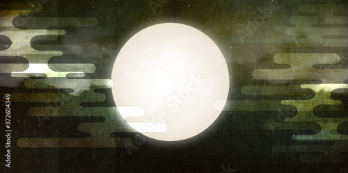 ハロウィン　水彩　月　背景