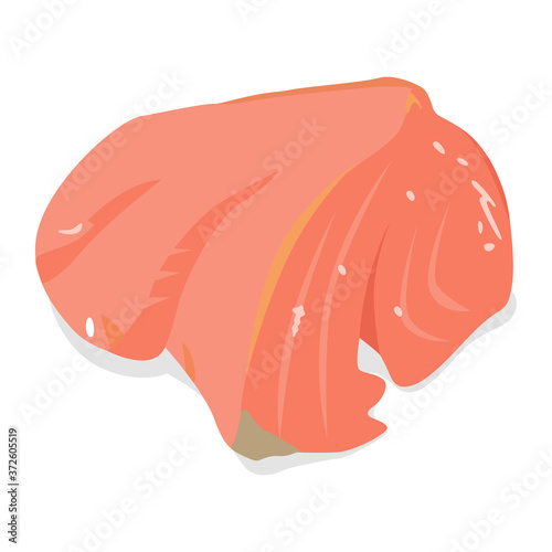 おにぎりの具の焼き鮭のほぐし身のイラスト。