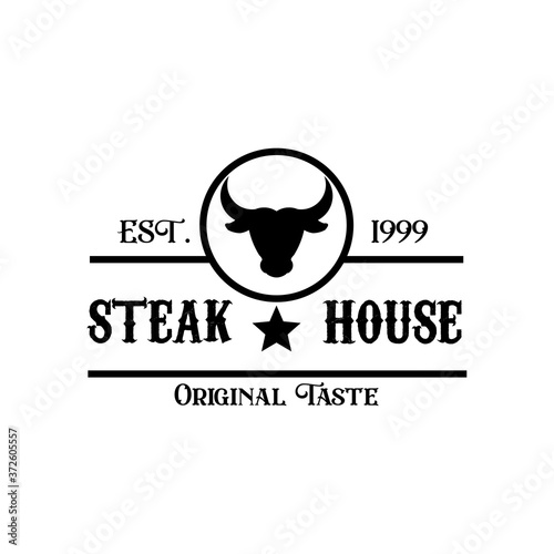 Retro vintage Simple logo design for Steak House.
