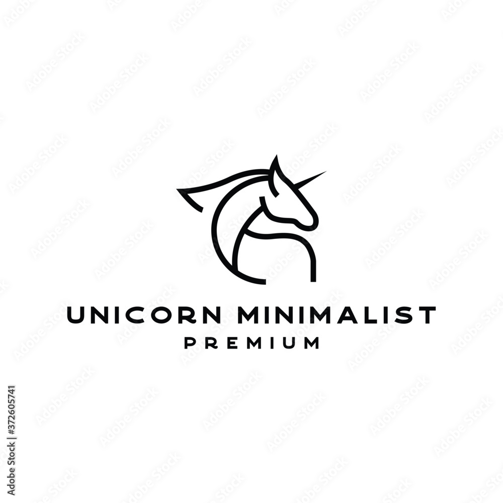 Obraz premium Unicorn minimalist logo template