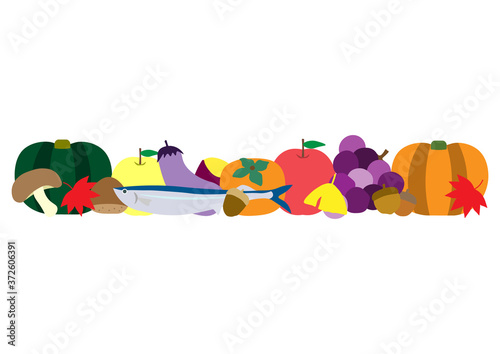 秋　味覚　野菜　果物　素材　autumn  vegetables fruit set