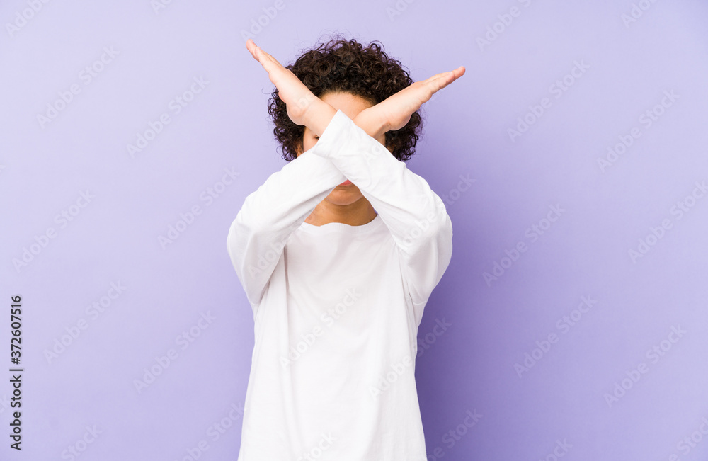 African american little boy isolated keeping two arms crossed, denial concept. African american little boy isolated keeping two arms crossed, denial concept.