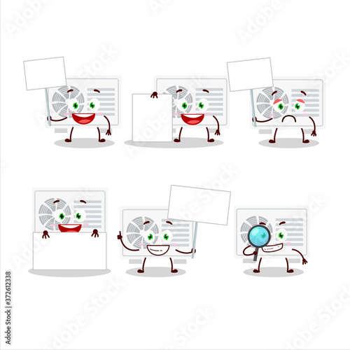 Air conditioner outdoor cartoon character bring information board