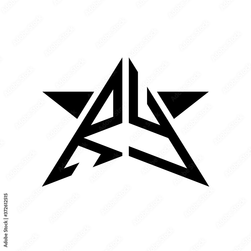 Initial Star Monogram Logo RY