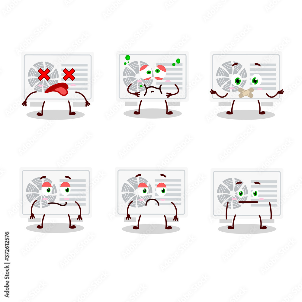 Air conditioner outdoor cartoon character with nope expression