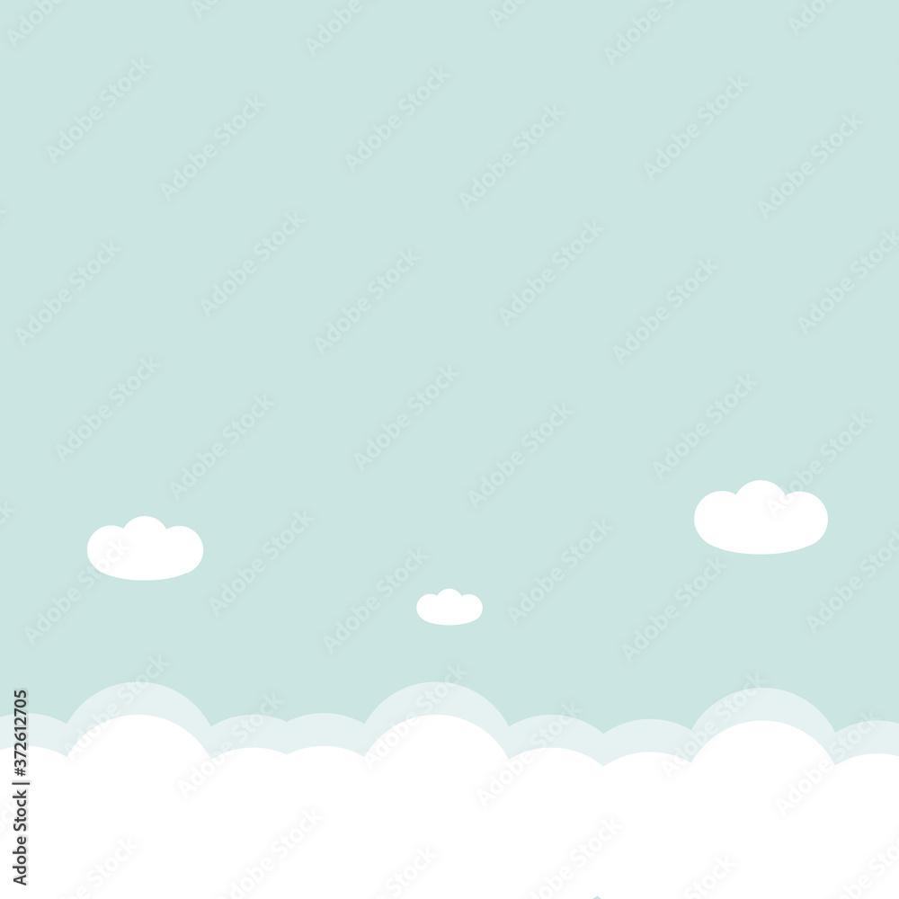 Blue sky background with white clouds. Vector illustration