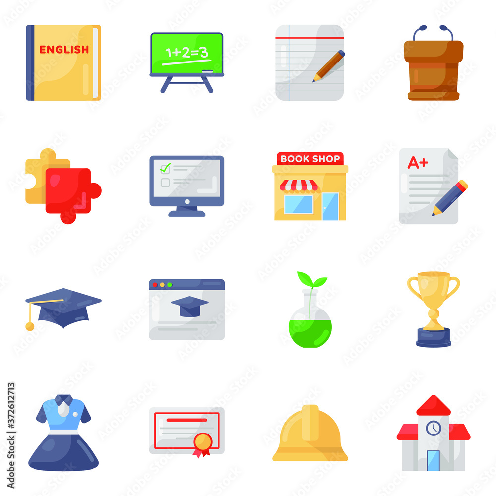 Learning Tools Icons in Modern Flat Style Pack
Learning Tools Icons in Modern Flat Style Pack