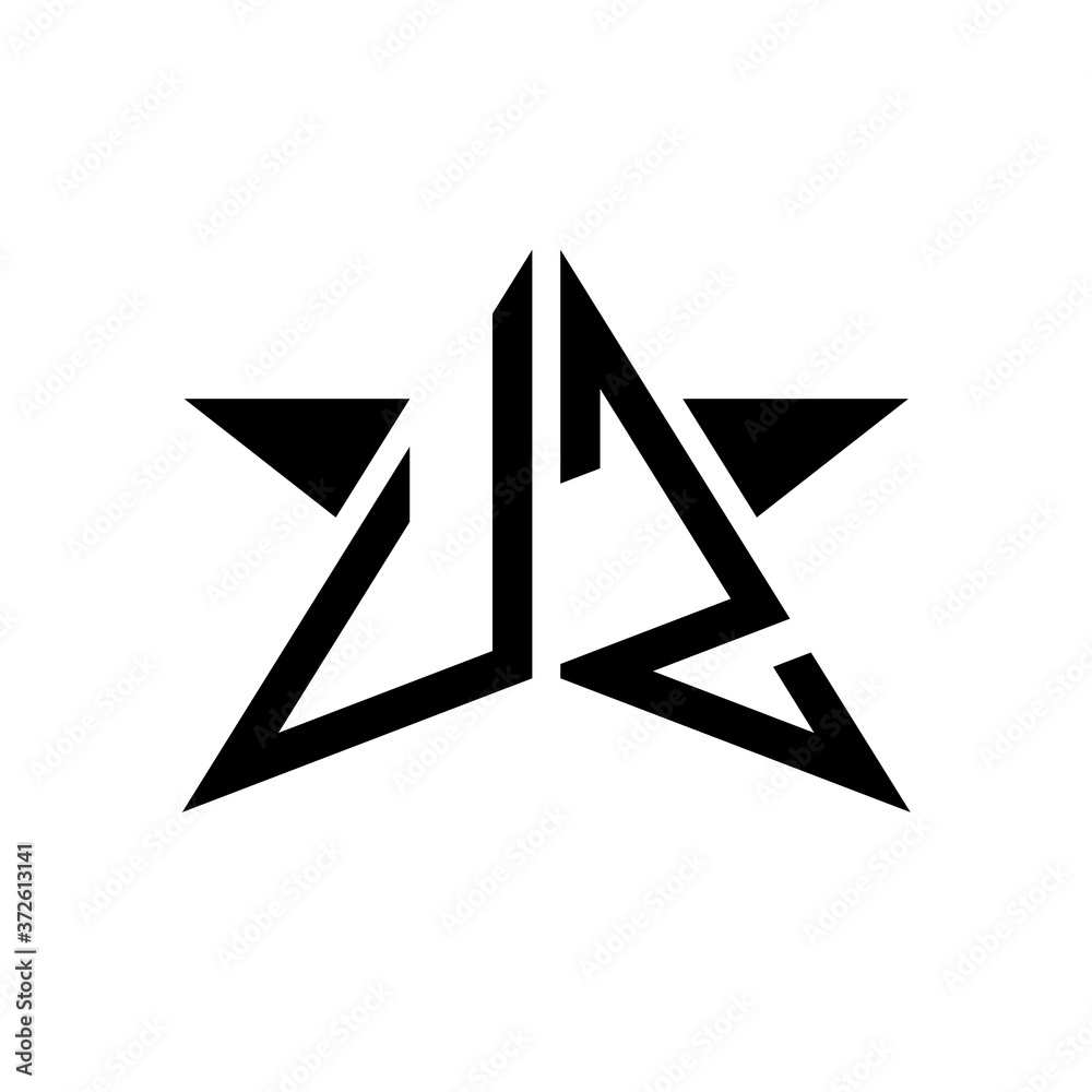 Initial Star Monogram Logo UZ Initial Star Monogram Logo UZ