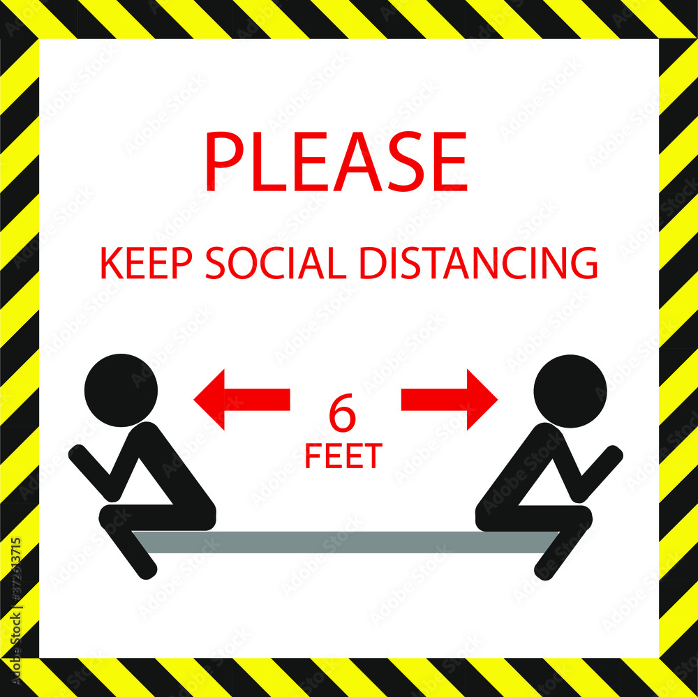Coronavirus COVID-19 virus social distancing concept. Stay six feet apart.6 feet rule concept. Stay safe concept.