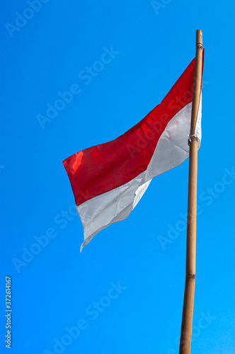Indonesia flags in blue sky