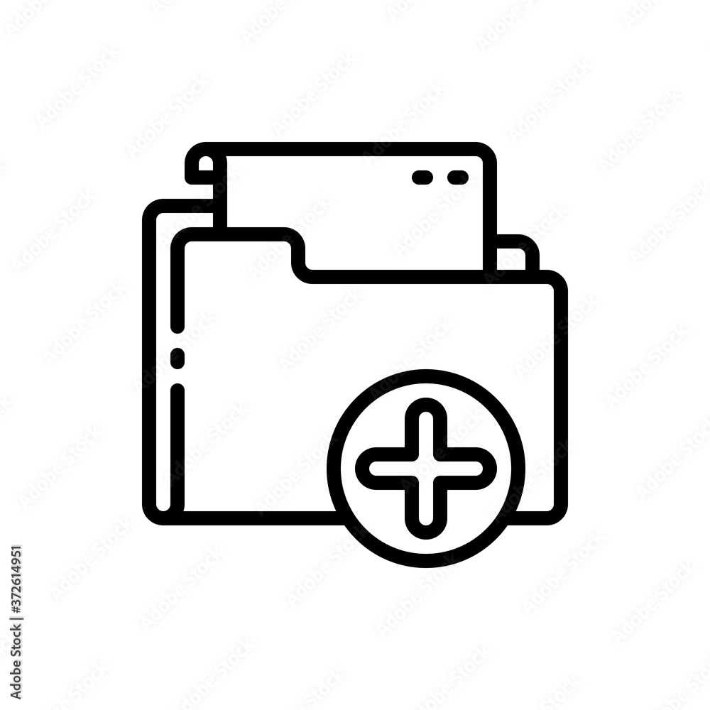 Folder, file, document, paper with plus outline icons. Vector illustration. Editable stroke. Isolated icon suitable for web, infographics, interface and apps. Folder, file, document, paper with plus outline icons. Vector illustration. Editable stroke. Isolated icon suitable for web, infographics, interface and apps.