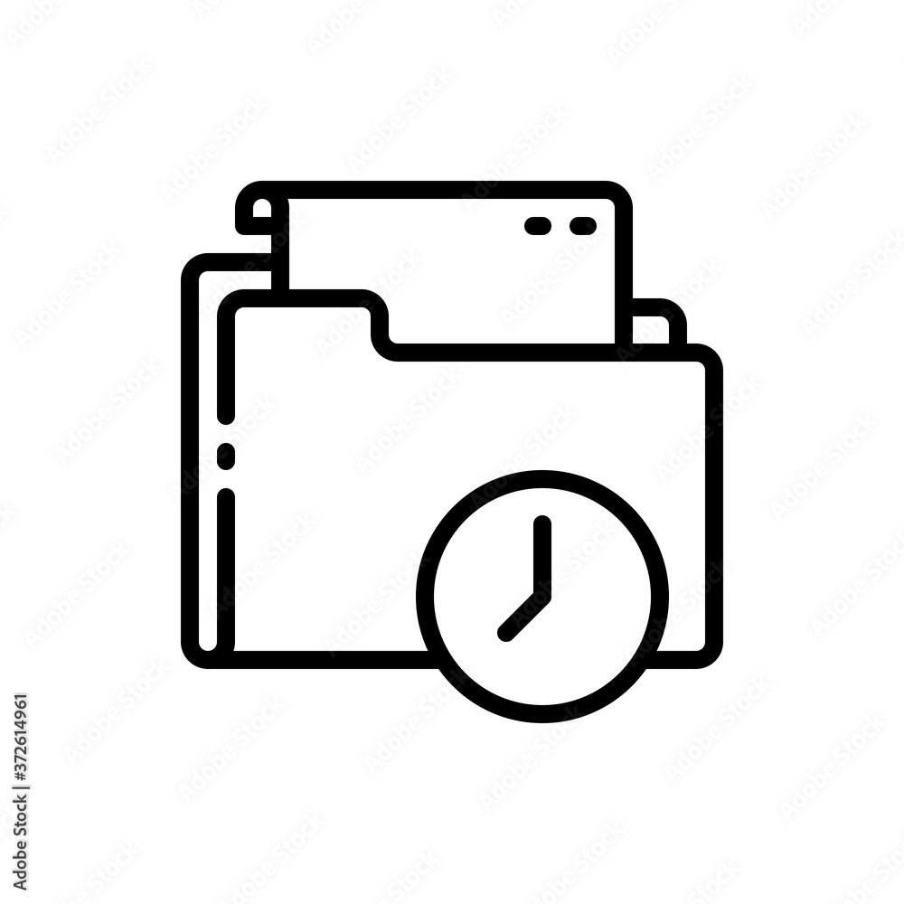 Folder, file, document, paper with clock outline icons. Vector illustration. Editable stroke. Isolated icon suitable for web, infographics, interface and apps. Folder, file, document, paper with clock outline icons. Vector illustration. Editable stroke. Isolated icon suitable for web, infographics, interface and apps.