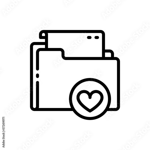 Folder, file, document, paper with heart outline icons. Vector illustration. Editable stroke. Isolated icon suitable for web, infographics, interface and apps.