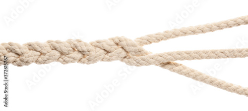 Braided rope on white background