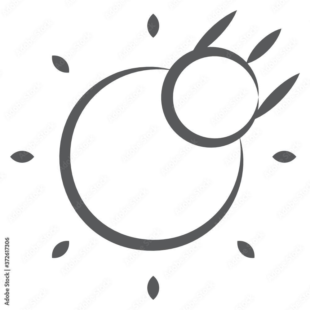 
Solar eclipse icon in doodle line vector 
