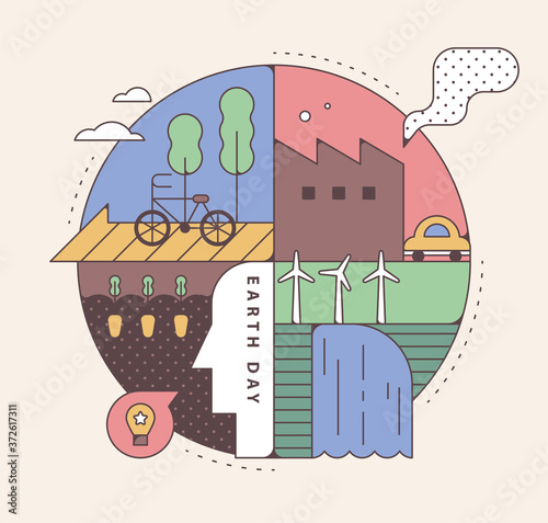 There are things that pollute the earth and protect the environment in the quadrants.