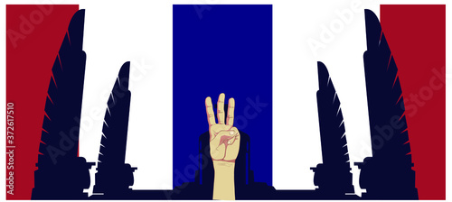 Raise 3 fingers.Demand democracy  Thailand.Banner modern Idea and Concept.
