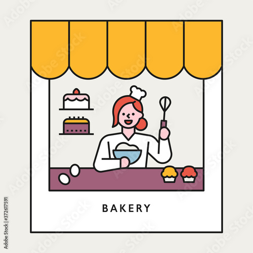 Bread shop and baker.
