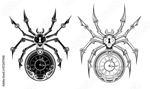 Monochrome mechanical spider