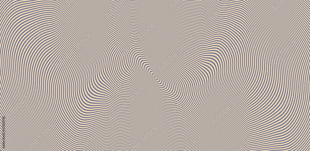 Abstract circular striped background. Pattern with optical illusion. 3D geometrical vector illustration.