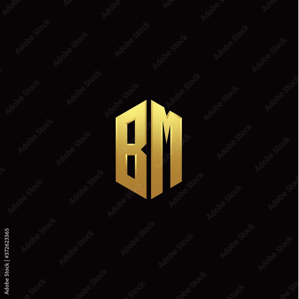 B M modern monogram style initial logo template B M modern monogram style initial logo template