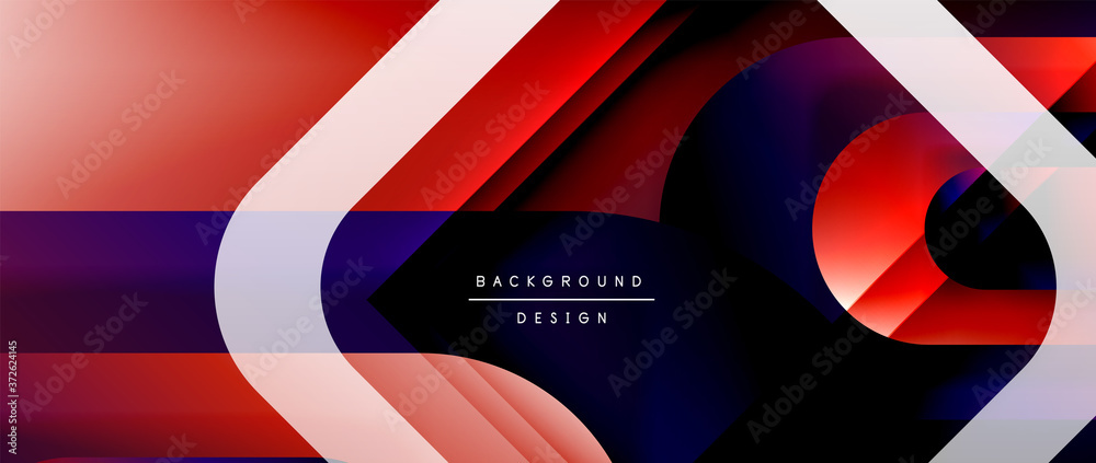 Vector geometric abstract background with lines and modern forms. Fluid gradient with abstract round shapes and shadow and light effects Vector geometric abstract background with lines and modern forms. Fluid gradient with abstract round shapes and shadow and light effects