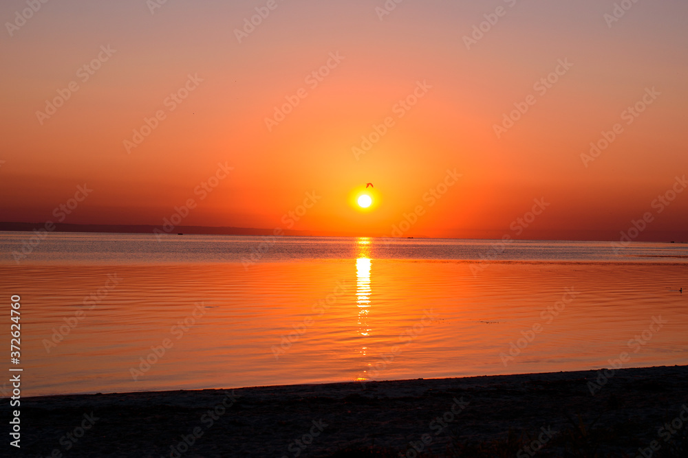 Beautiful sunrise on the beach. Good morning. The magic of the morning, the early awakening.